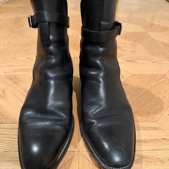 Saint Laurent Wyatt Jodphur Black Leather Strappy Wester Boots SZ 42 main image 5